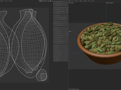 Kurutulmuş yeşil kakule kase 3D Model