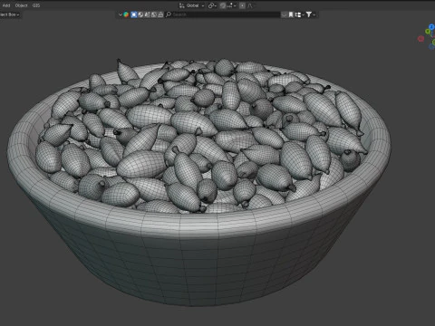 Kurutulmuş yeşil kakule kase 3D Model