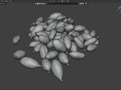 Dried green cardamom pile 3D 模型