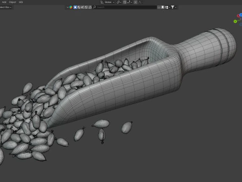 Dried green cardamom scoop 3D Model
