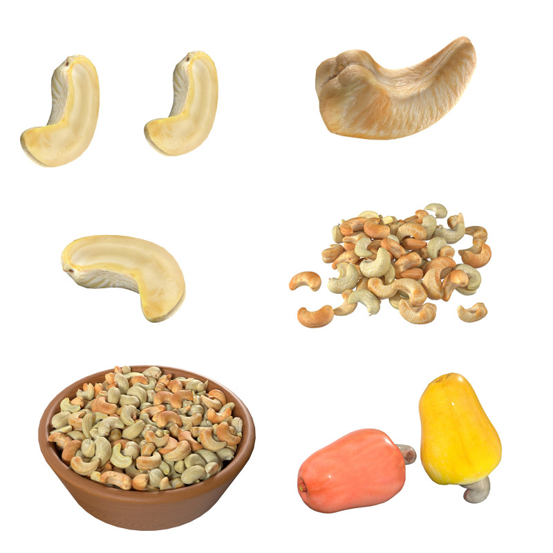 Cashew fruit set Modèle 3D .c4d .max .obj .3ds .fbx .stl .blend 