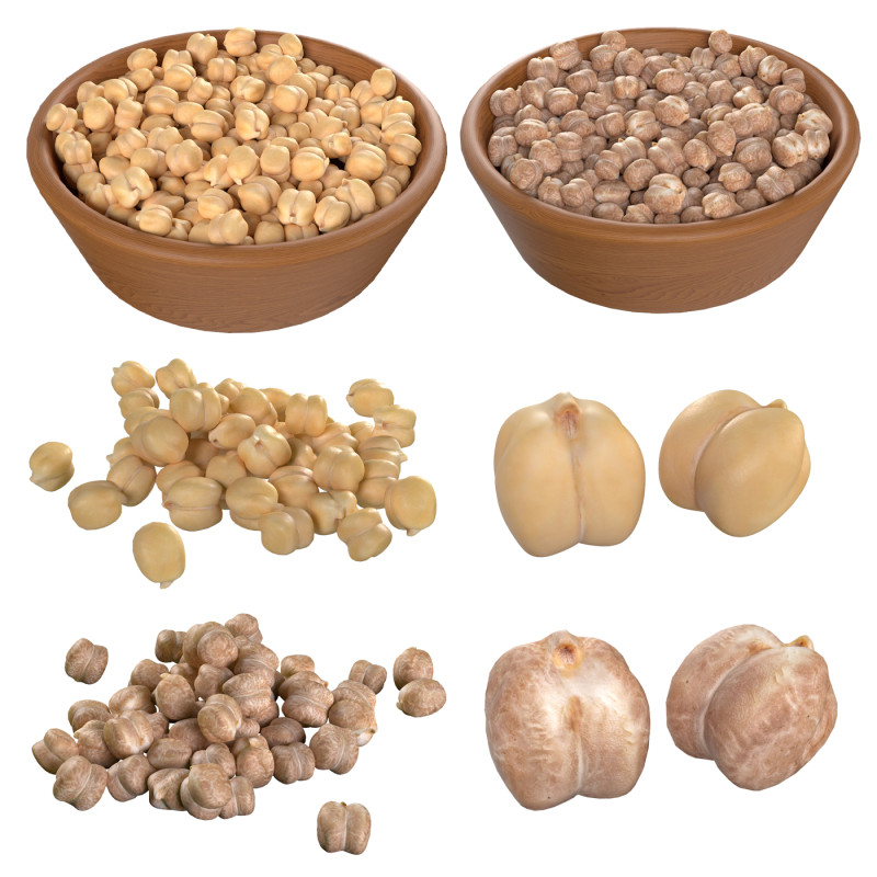 Chickpea and Garbanzo beans collection 3D 모델 .c4d .max .obj .3ds .fbx .stl .blend 