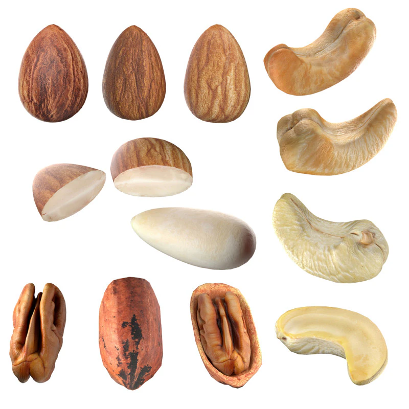 Almond Cashew and Pecan Nut 3D Model .c4d .max .obj .3ds .fbx .stl .blend 
