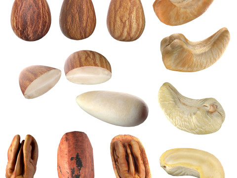 Almond Cashew and Pecan Nut 3D Model