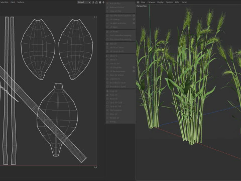 Wheat green field section 3D Model