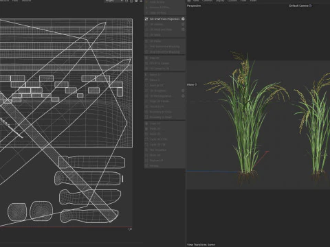 Green rice bushes 3D Model