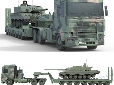 DAF Truck with Trailer and Tank 3D Model