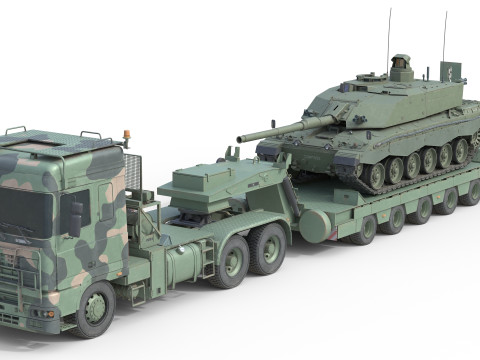 DAF Truck with Trailer and Tank 3Dモデル
