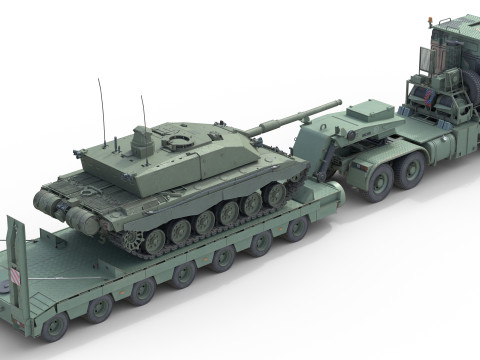 DAF Truck with Trailer and Tank 3Dモデル