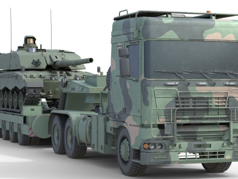 DAF Truck with Trailer and Tank 3Dモデル