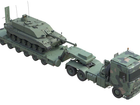 Вантажівка DAF з причепом і цистерною 3D Модель