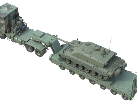 DAF Truck with Trailer and Tank 3Dモデル