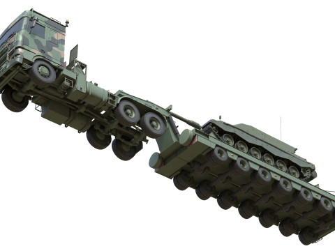 DAF Truck with Trailer and Tank 3Dモデル