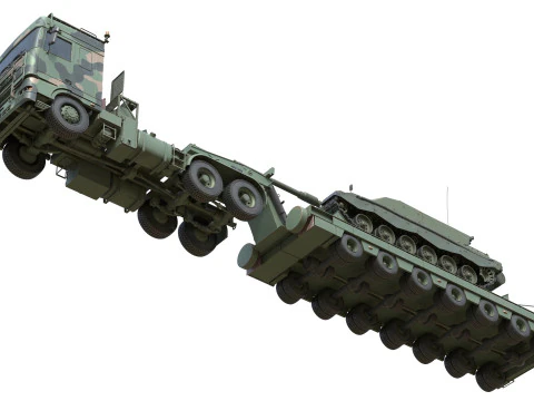 Вантажівка DAF з причепом і цистерною 3D Модель