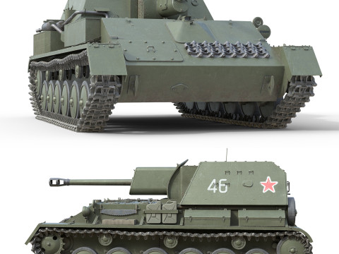 SU 76 Military Tank 3D-Modell