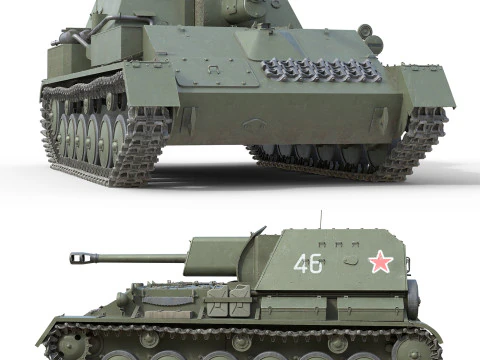 Tank Militer SU 76 Model 3D