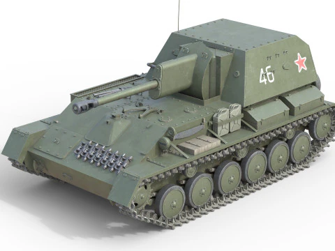 SU 76 Military Tank 3D Model