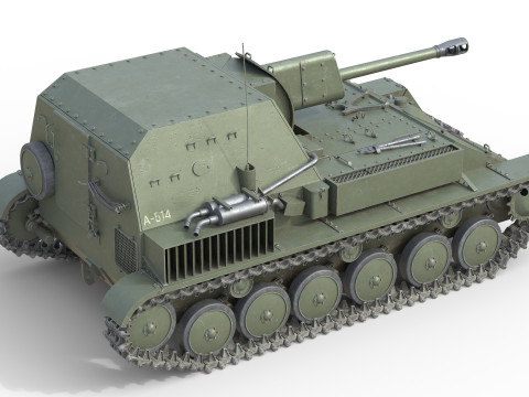 SU 76 Military Tank 3D-Modell