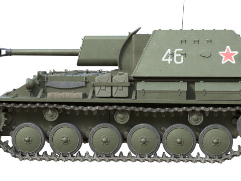 SU 76 Military Tank 3D-Modell