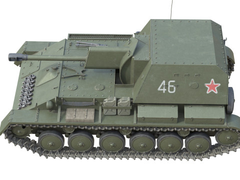 SU 76 Military Tank 3D-Modell