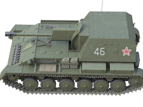 SU 76 Military Tank 3D Model