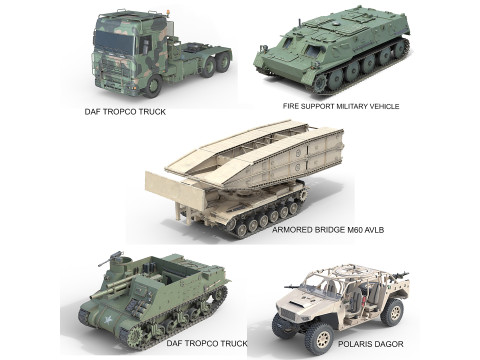 5 Military Vehicles Collection V33 3D 模型