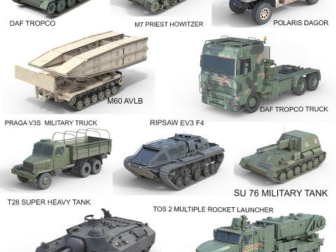 10 Military Vehicles Collection V17 3D Model