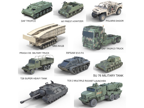 10 Military Vehicles Collection V17 3D 模型