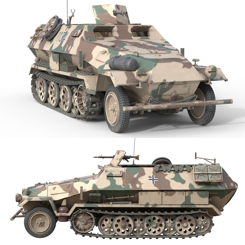 Armored Infantry Vehicle Sd Kfz 251 3D मॉडल .c4d .max .obj .3ds .fbx .stl .blend 