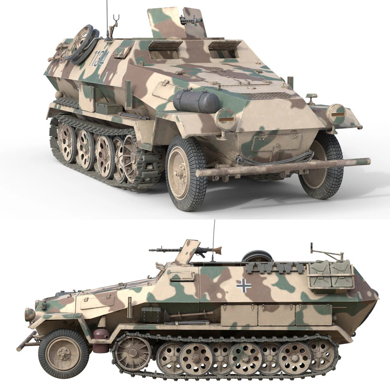 Veicolo corazzato da fanteria Sd Kfz 251 Modello 3D .c4d .max .obj .3ds .fbx .stl .blend