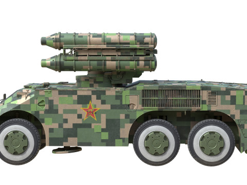 HQ-7B Chinese Air Defense Missile System 3D Model