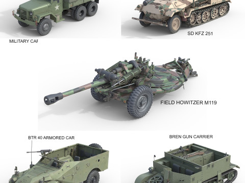 5 Military Vehicles Collection v39 3D Model