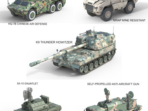 5 Military Vehicles Collection v40 3D Model