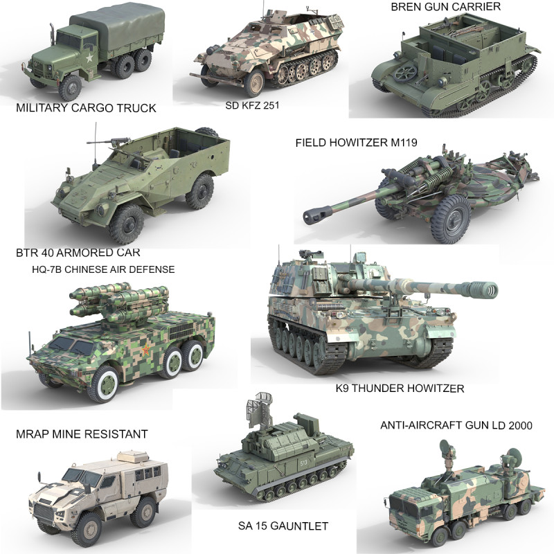 10 Military Vehicles Collection v20 3Dモデル .c4d .max .obj .3ds .fbx .stl .blend 