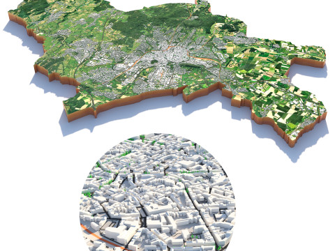Aachen terrain city 3D Model