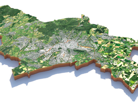 Aachen terrain city 3D Model