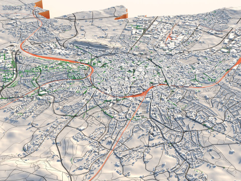 Aachen terrain city 3D Model