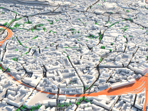 Aachen terrain city 3D Model