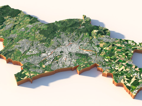 Aachen terrain city 3D Model