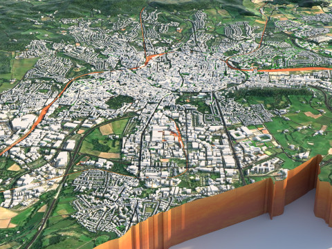 Aachen terrain city 3D Model