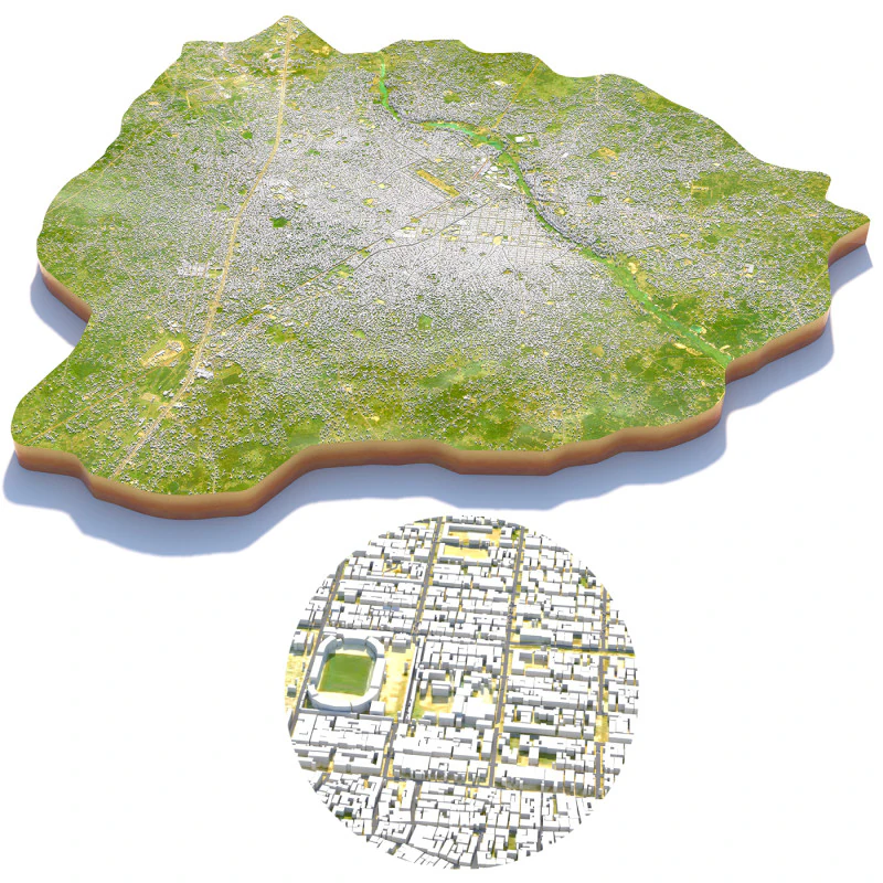 Aba Terrain Stadt Nigeria 3D Modell .c4d .max .obj .3ds .fbx .stl .blend 