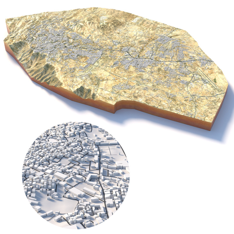 Abha Terrain city Saudi Arabia 3D Model .c4d .max .obj .3ds .fbx .stl .blend