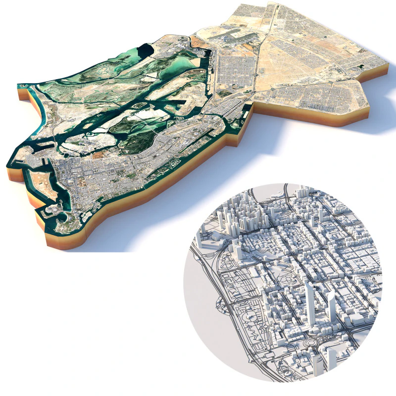 Abu Dhabi Terrain city in UAE 3D Model .c4d .max .obj .3ds .fbx .stl .blend 