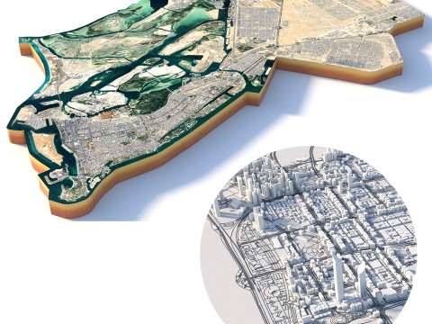 Abu Dhabi Terrain city in UAE 3D Modell