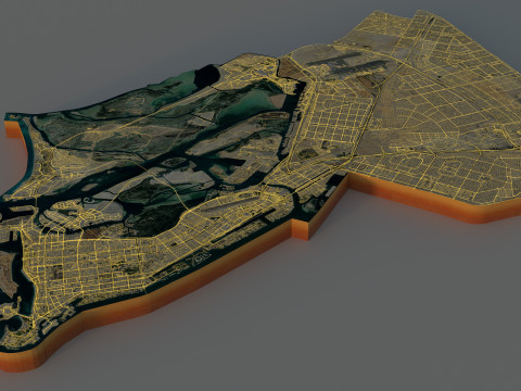 Abu Dhabi Terrain city in UAE 3D 모델