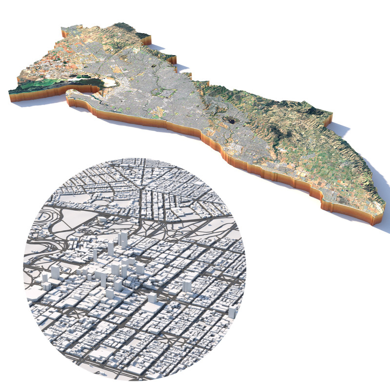 Adeelaide terrain city in Australia 3D Model .c4d .max .obj .3ds .fbx .stl .blend 