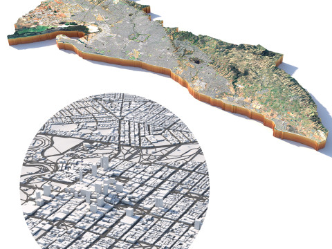 Adeelaide terrain city in Australia 3D Model