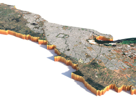 Adeelaide terrain city in Australia 3D Model