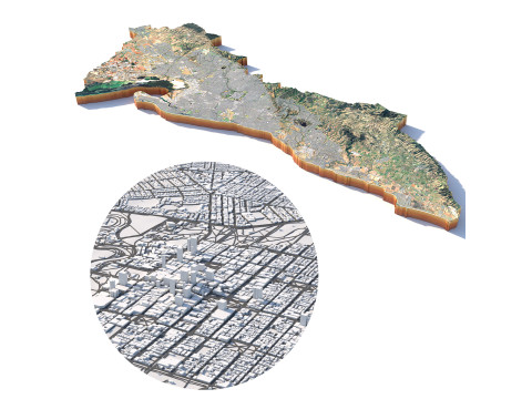 Adeelaide terrain city in Australia 3D Model