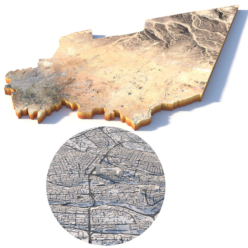 Amman Capital Terrain city Jorden 3D Model .c4d .max .obj .3ds .fbx .stl .blend 